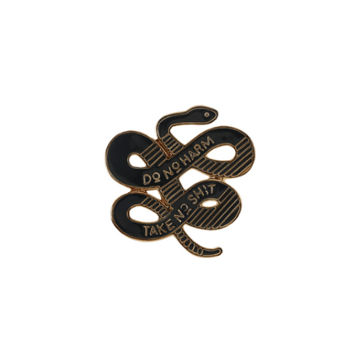Black & Gold Do No Harm Take No Shit Snake Pin