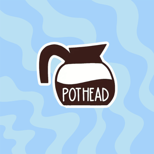 pothead coffee sticker Coffee Pot Head Sticker