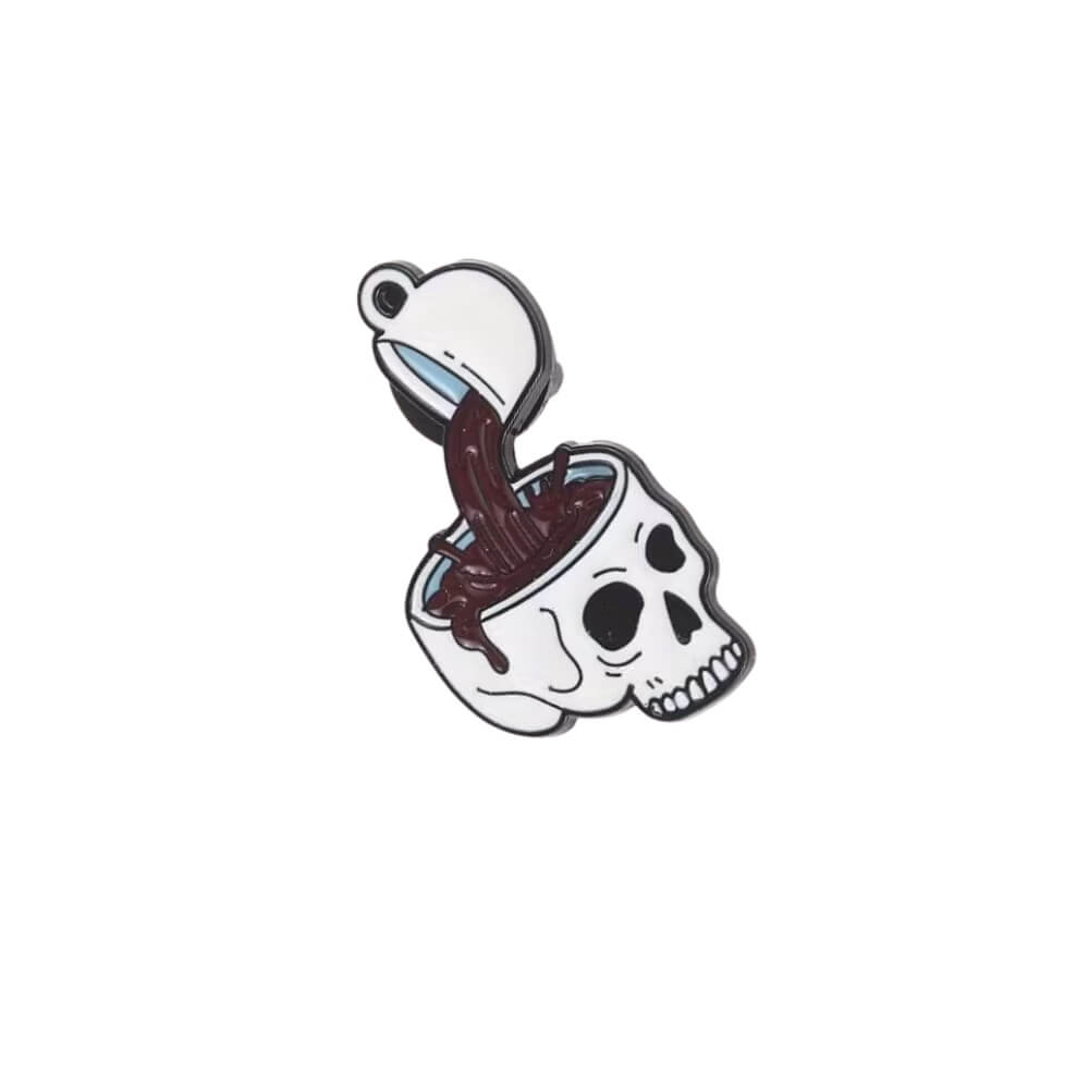 Skull & Spilled Coffee Pin