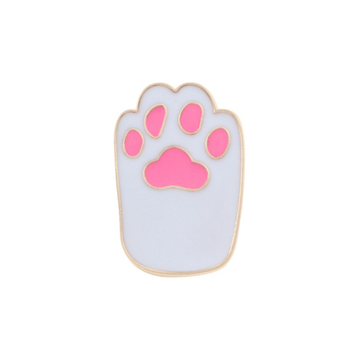 White Pink Cat Paw Pin