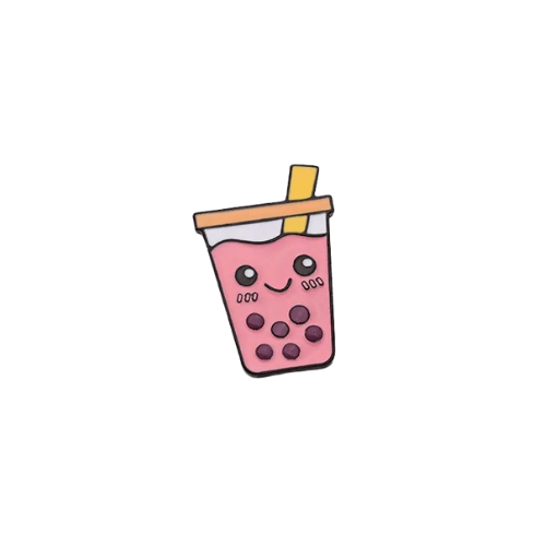Kawaii Black Pearl Milk Tea Enamel Pin