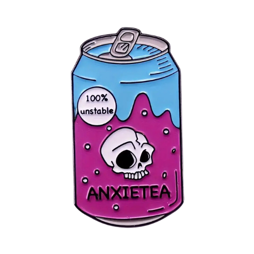 Anxietea Skull Soda Can Enamel Pin