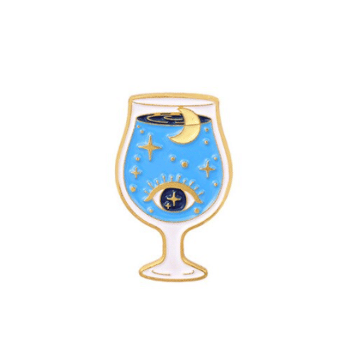 Astrology in a Wine Glass Enamel Pin