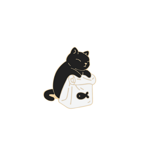 Black Cat Fish Bag Pin