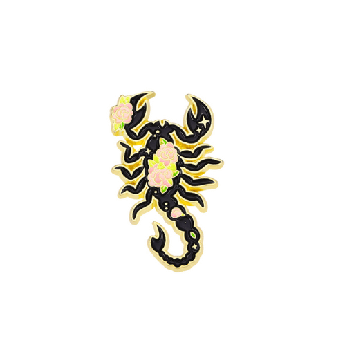 Black Floral Scorpion Pin