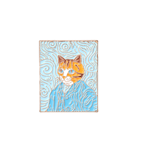 Blue Cat Oil Painting Pin