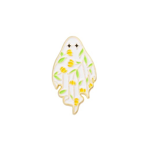 Boo-tiful Yellow Flower Ghost Pin