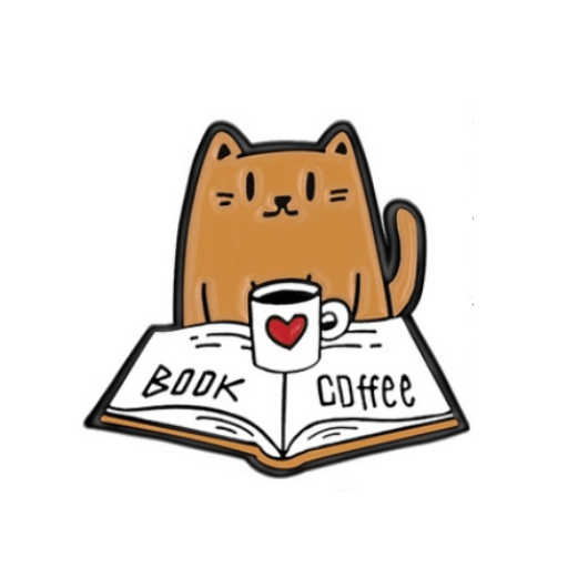 Book Coffee Cat Pin