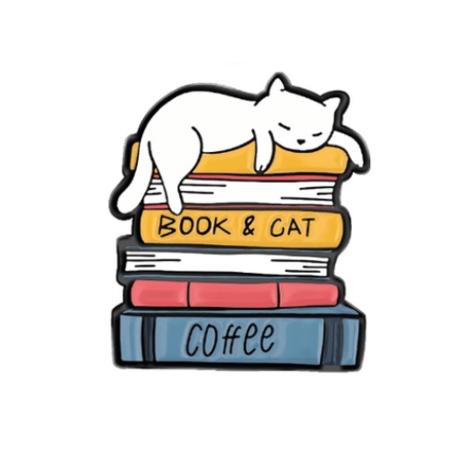 Book & Cat Coffee Pin