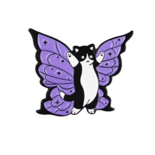 Cat Big Purple Wings Pin