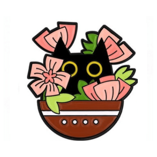 Cat Flower Pot Pin