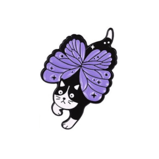 Cat Purple Wings Pin