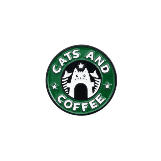 Cats And Coffee Green Pin