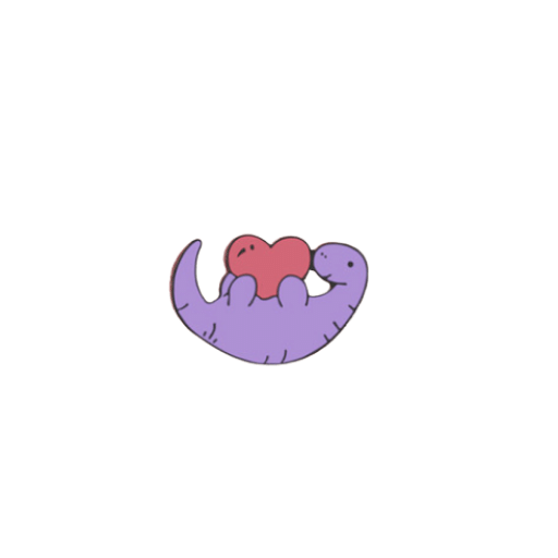 Cute Purple Dinosaur Heart Pin