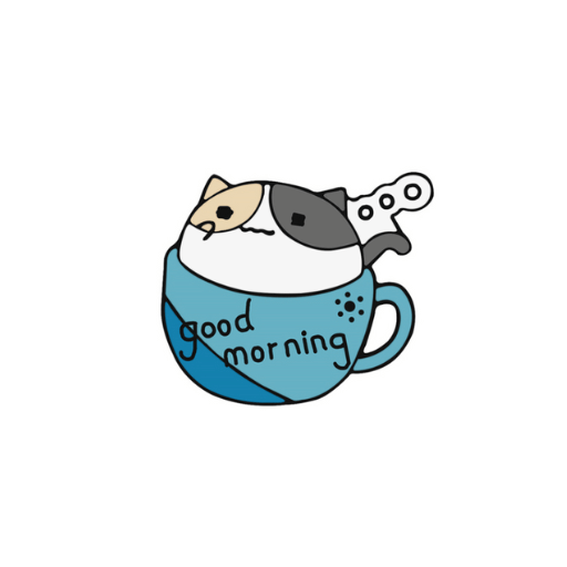 Good Morning Cat Coffee Mug Pin