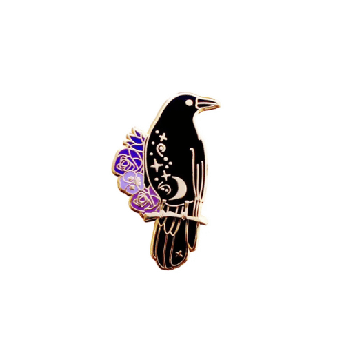 Gothic Black Floral Bin Pin