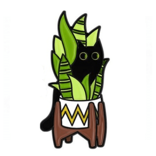 Green Leaf Potted Cat Pin