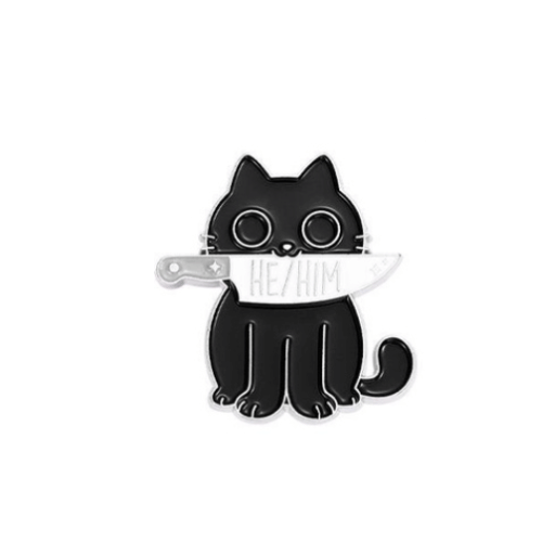 He/Him Cat Pin