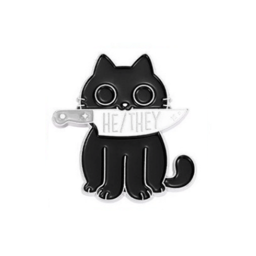He/They Cat Pin
