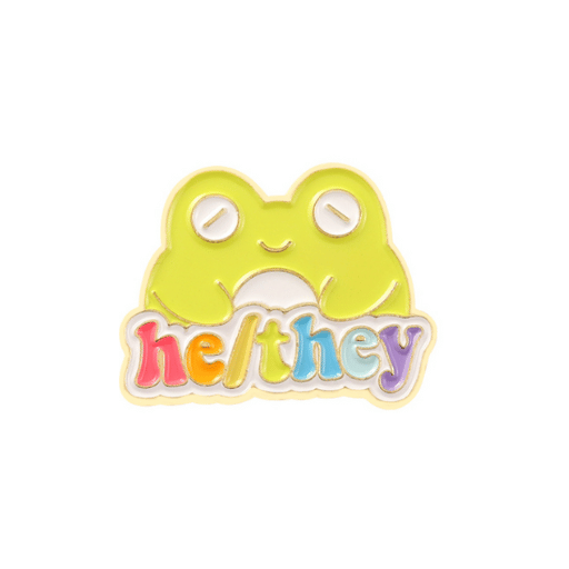 He/They Frog Pin