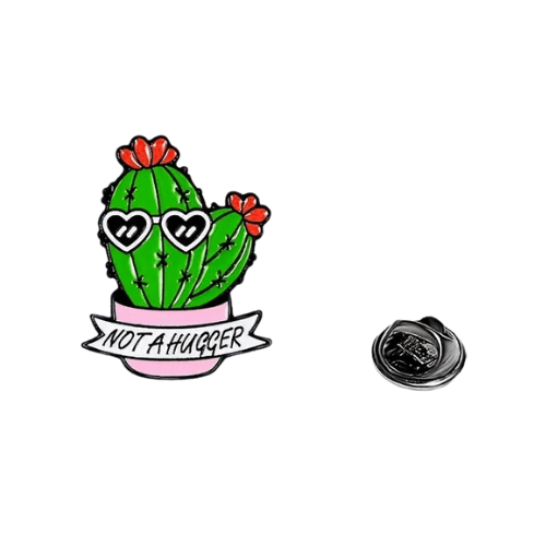 Not a Hugger Cactus Enamel Pin