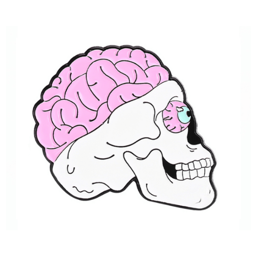 Pink Skull Brain Eye Pin