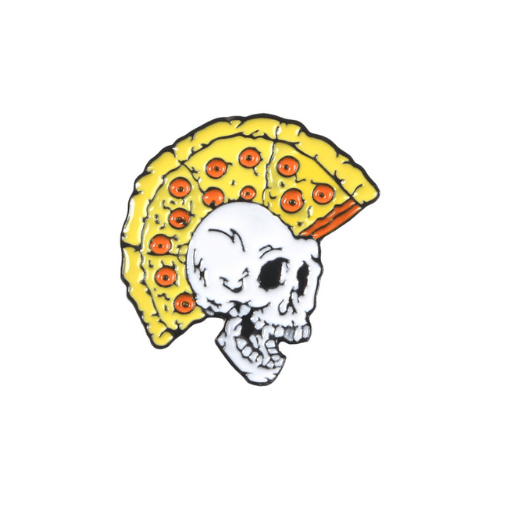 Pizza Hairstyle Skull Pin