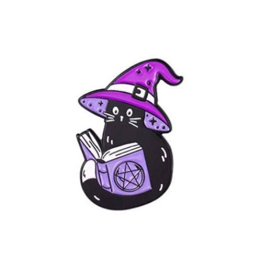 Purple Witch Craft Cat Pin