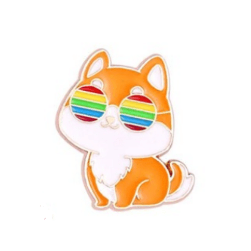 Rainbow Cat Glasses Pin