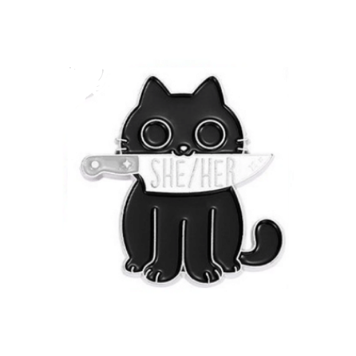 She/Her Cat Pin