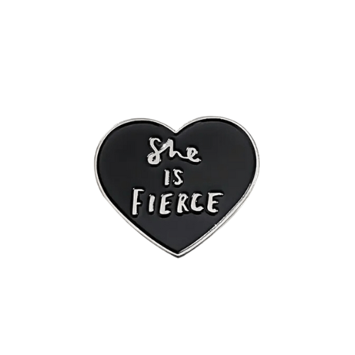 She Is Fierce - Black Heart Enamel Pin