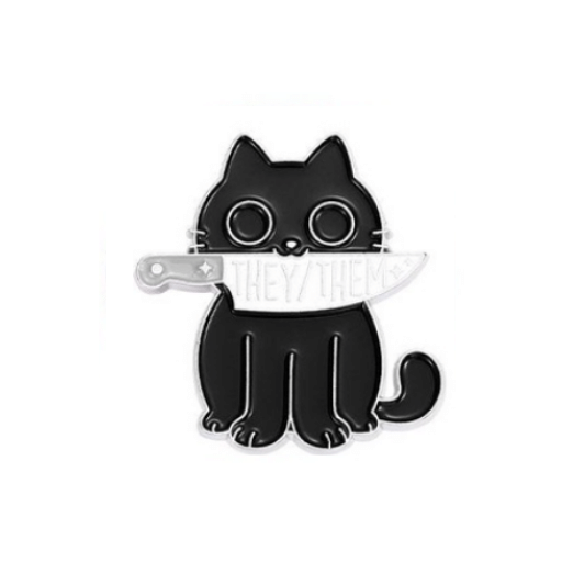 They/Them Cat Pin