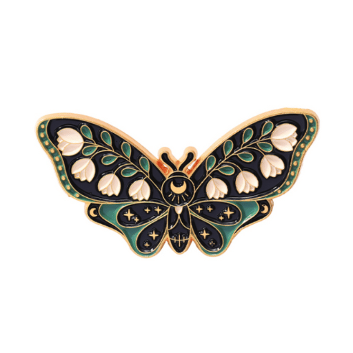 Floral Gothic Butterfly Enamel Pin