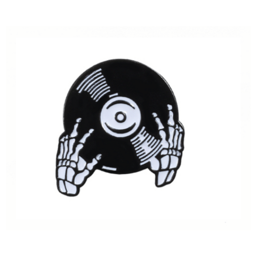 Punk DJ Skeleton Vinyl Enamel Pin